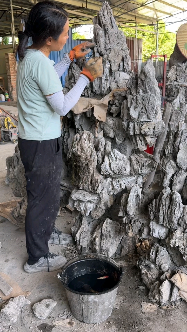 天然石假山喷泉流水摆件制作