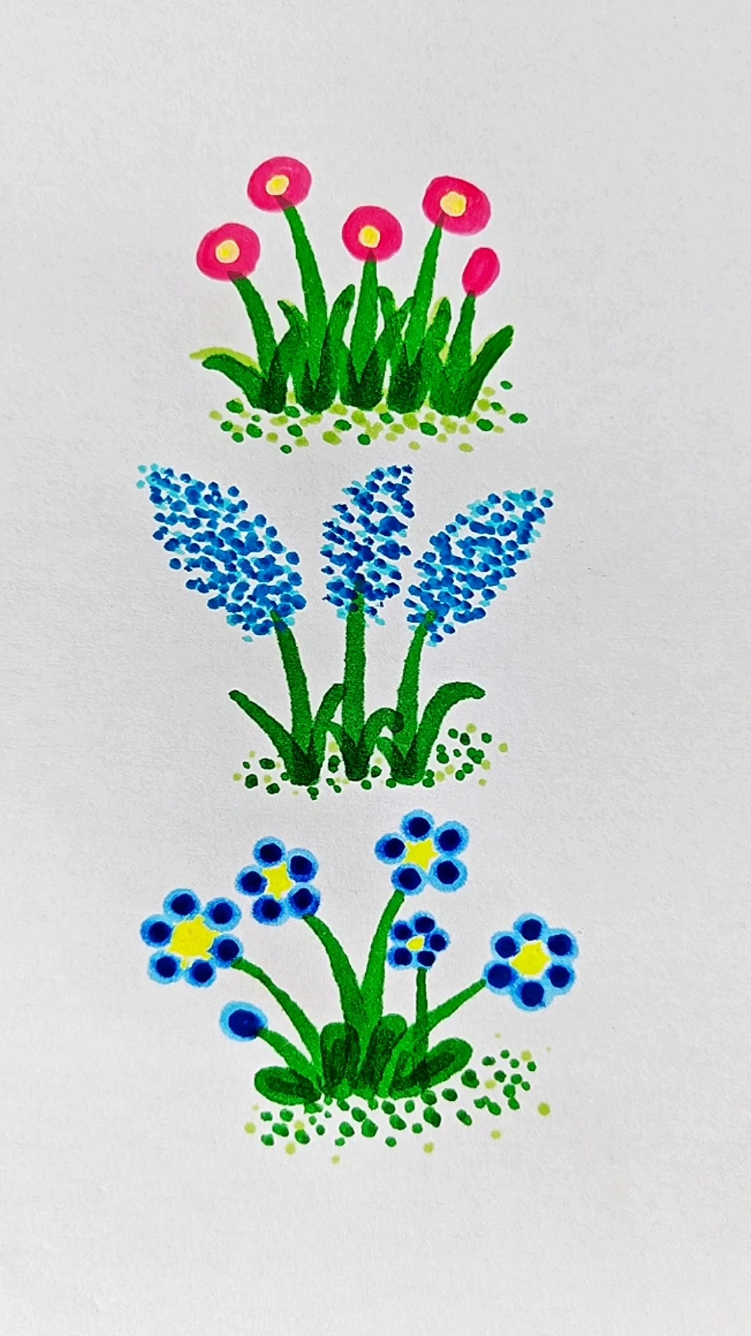 这样画小花,简单又好看,一看就会 