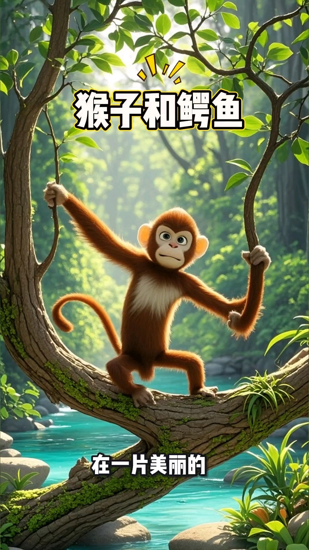 聪明猴子智斗坏鳄鱼!宝贝必听睡前故事,教孩子机智脱险