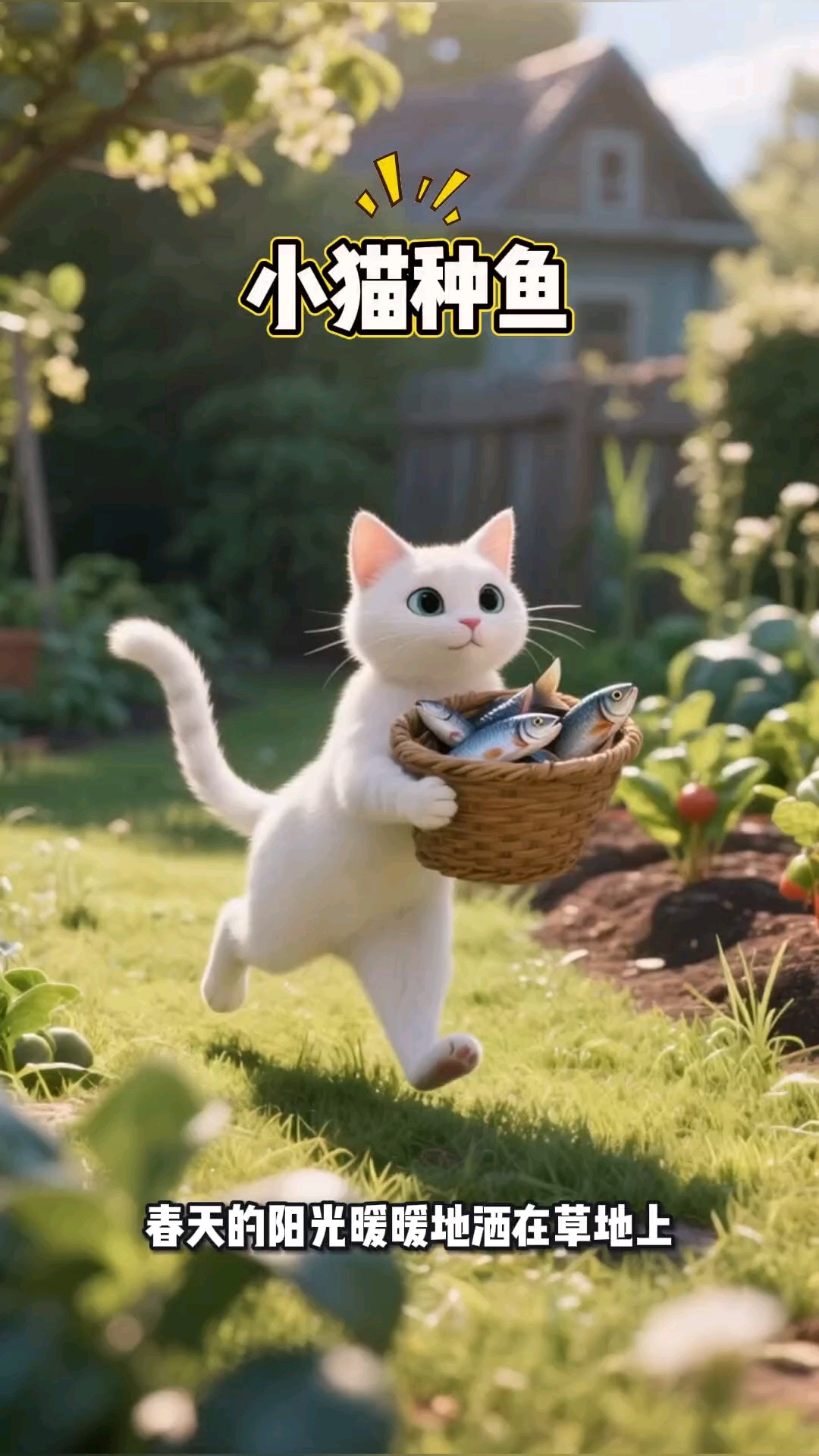 小猫把鱼埋土里想收获大鱼,结局惊呆小动物,太暖心了!
