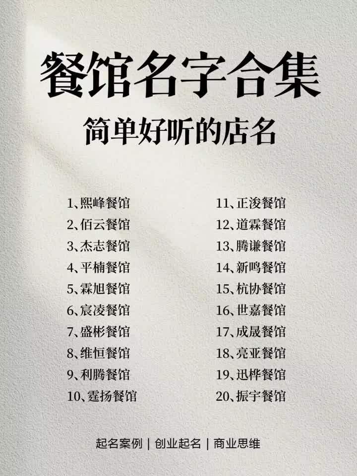 简单好听的!餐馆起名字合集分享给你