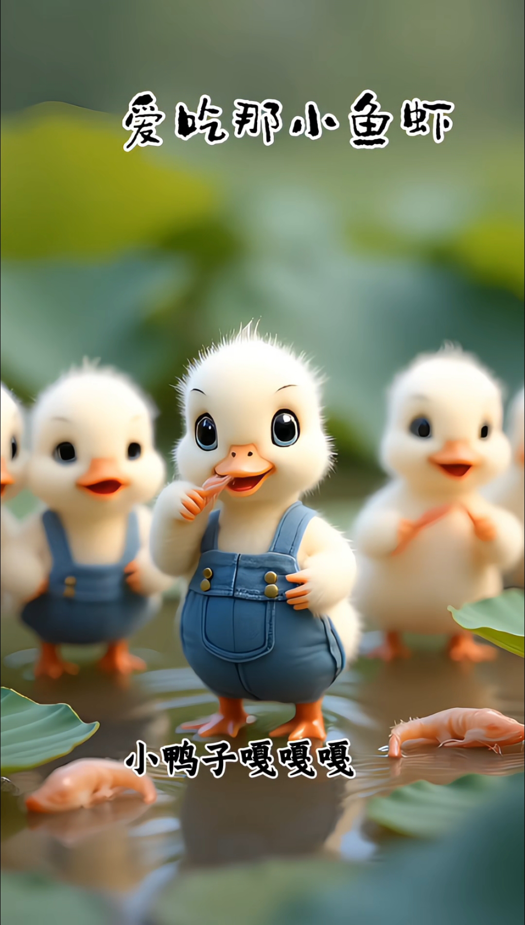 小鸭子嘎嘎嘎，爱吃那小鱼虾