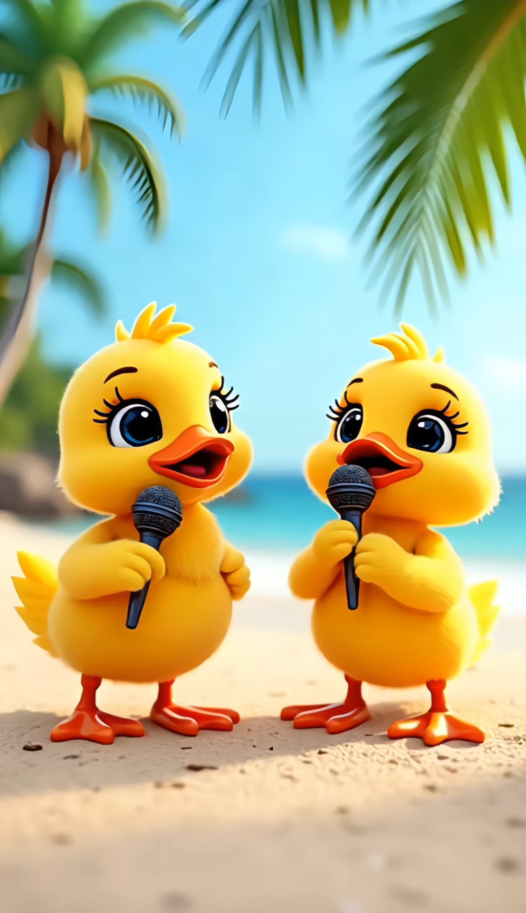 可爱的小鸭子在唱歌