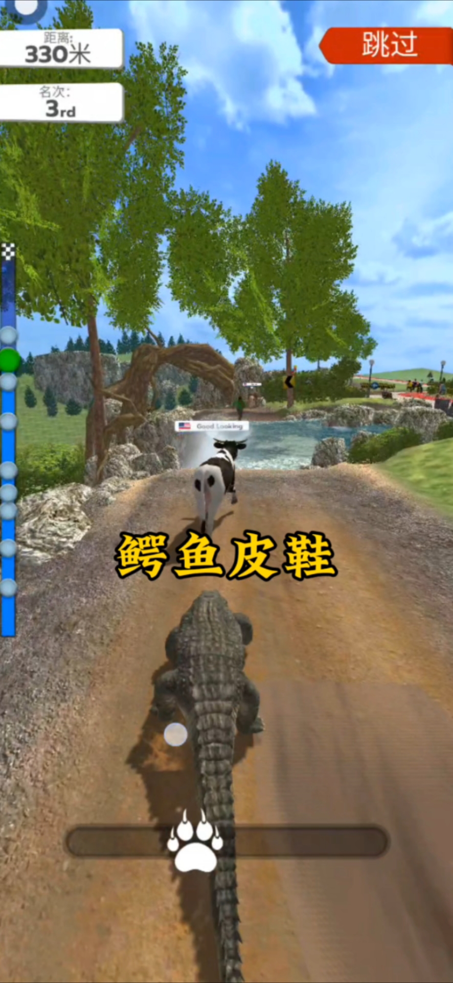 我的鳄鱼皮鞋还挺能跑!