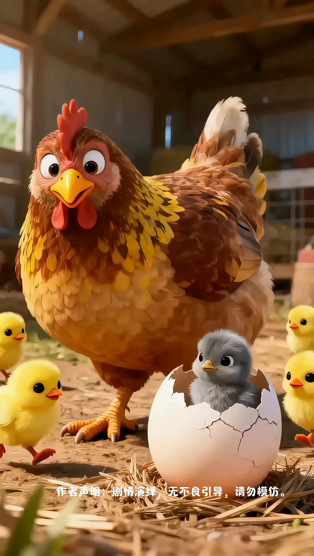 小灰鸡原来是一只孔雀