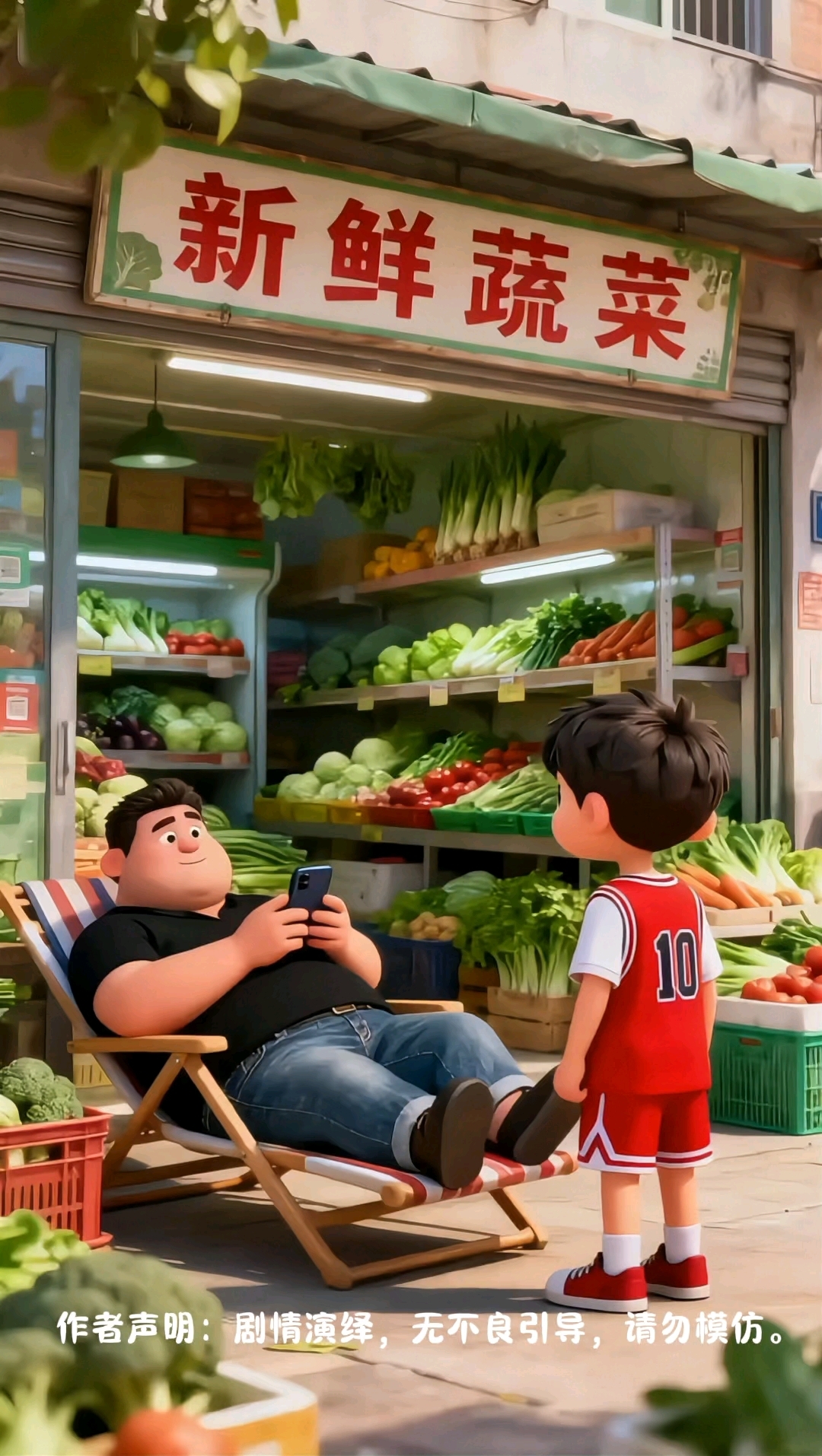 小男孩去蔬菜店买零食