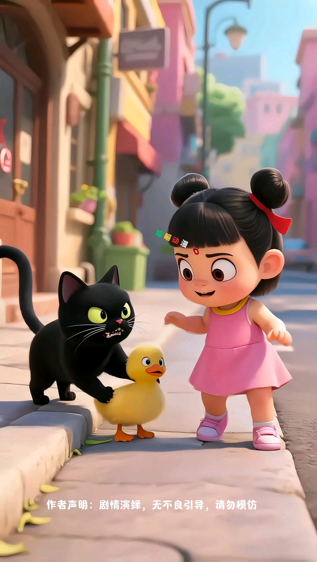 小女孩救了小鸭子