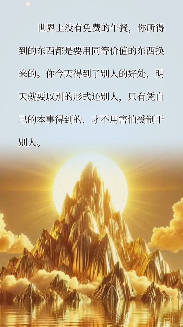 天下没有免费的午餐，也没有不劳而获的幸福