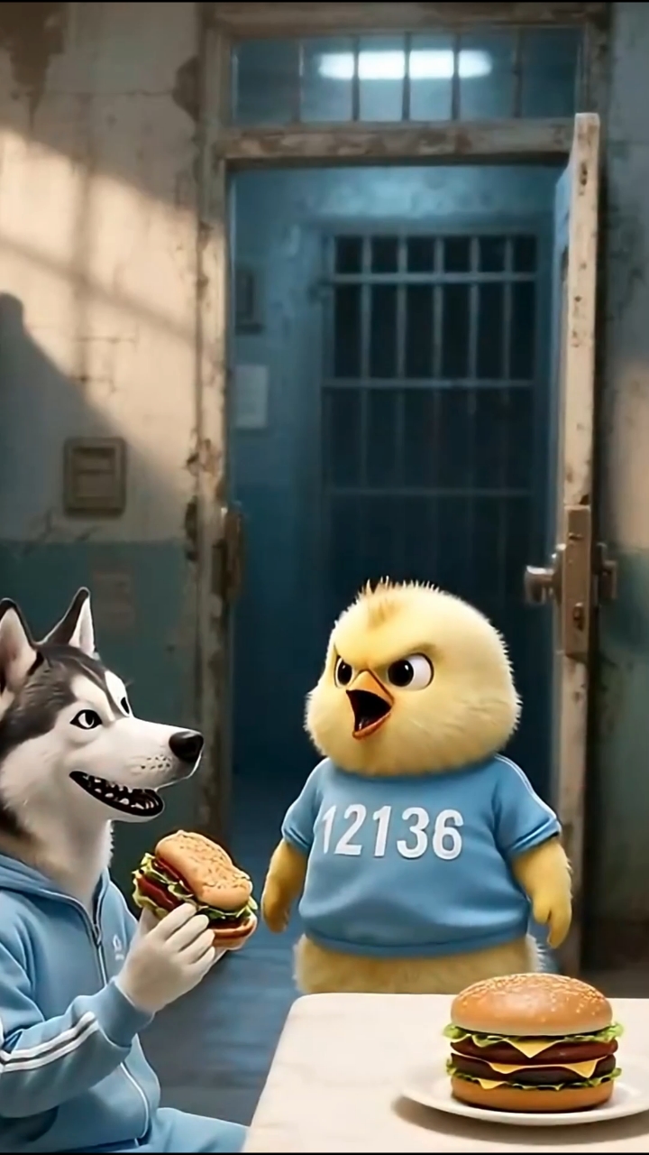 狗子与小鸡吃汉堡