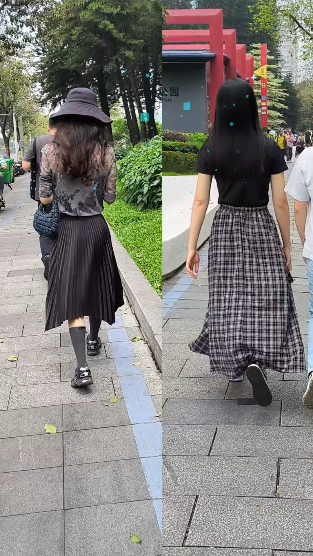 这两个小姐姐都穿了半身裙,都很有范儿,谁的搭配更好看?