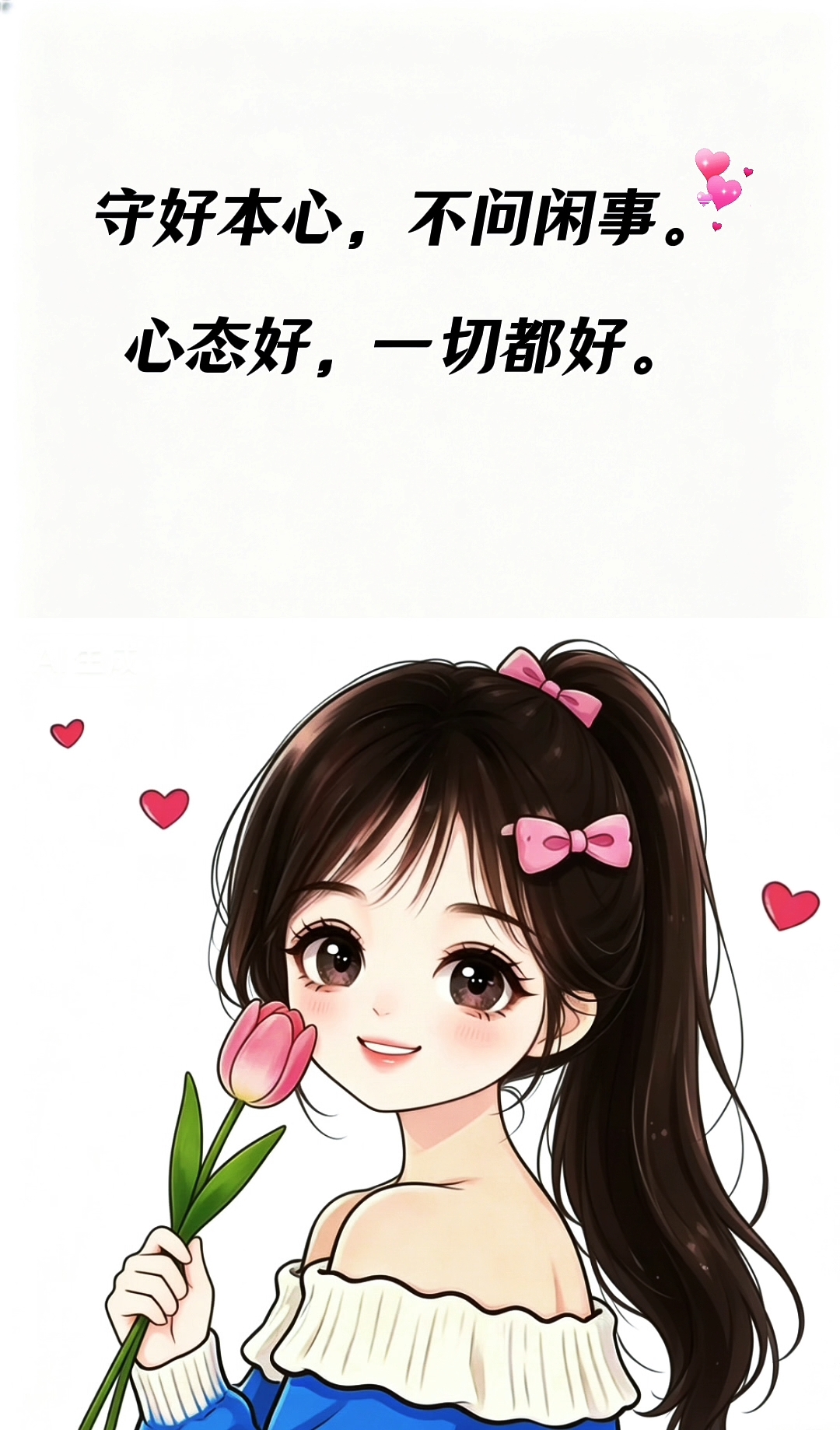 心态放平情绪安稳，人生好运源源不断#治愈系日常# #可爱女生头像# #粉色少女心# #新大