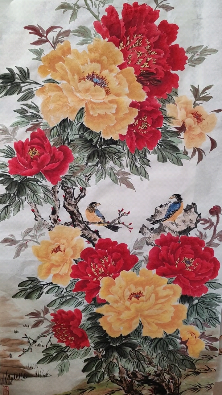 江兴华国画富贵花开