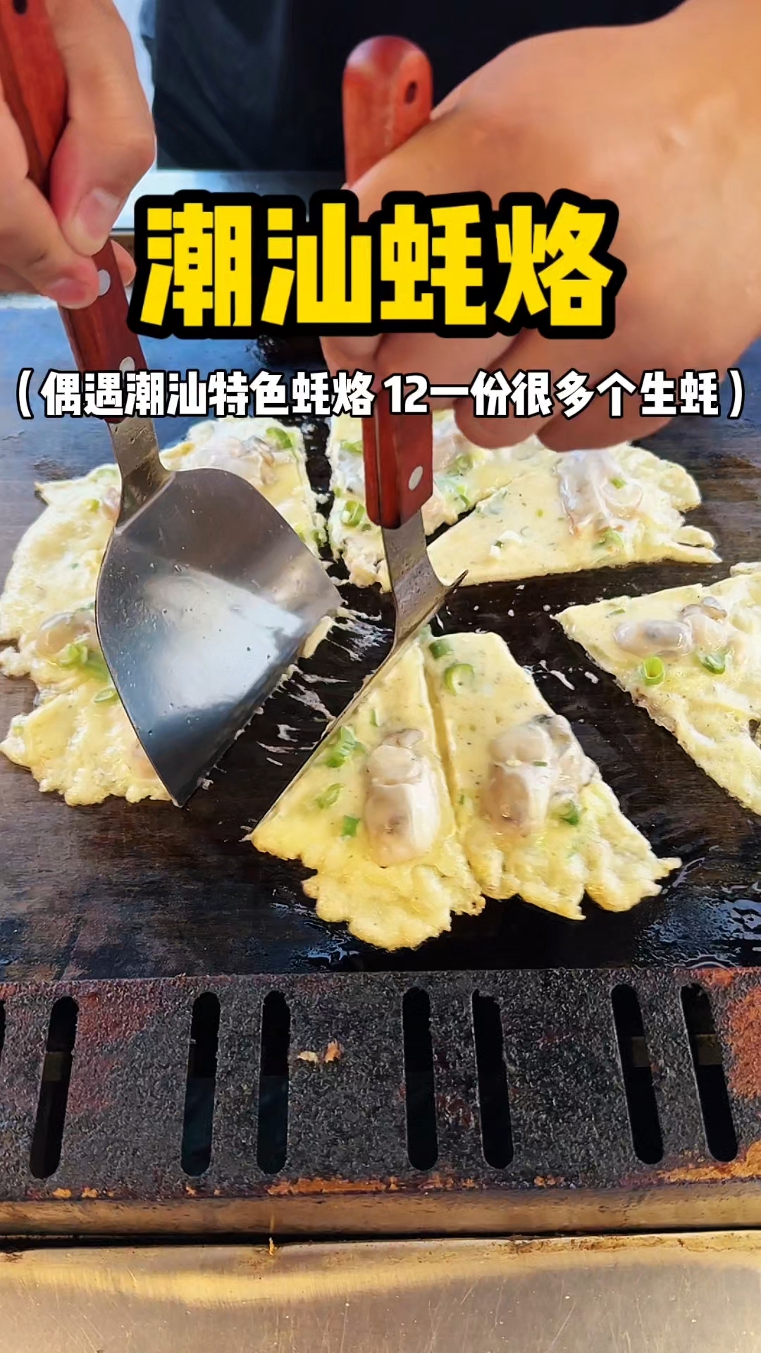 潮汕蚝烙 街头偶遇潮汕特色蚝烙 12一份好多个生蚝