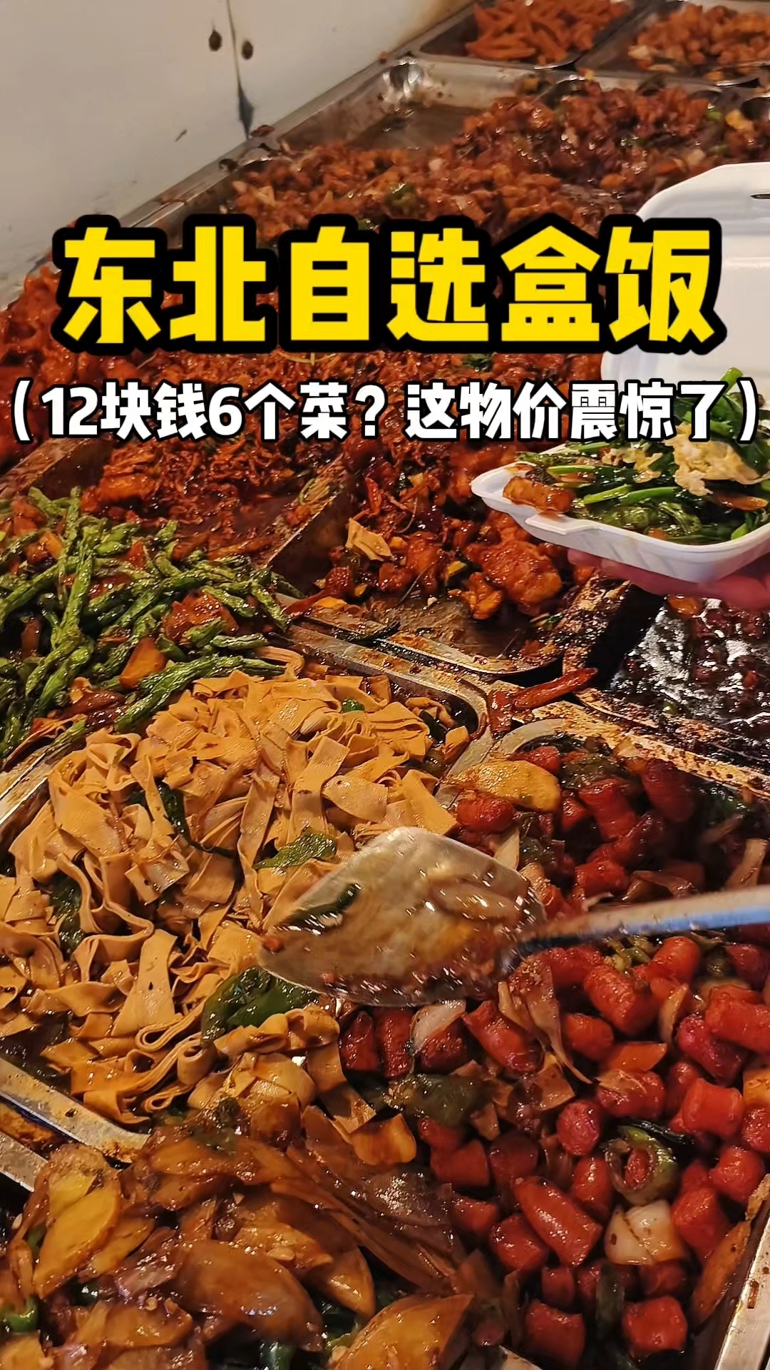 东北自选盒饭 12块钱6个菜?这样一份盒饭你们感觉值不值