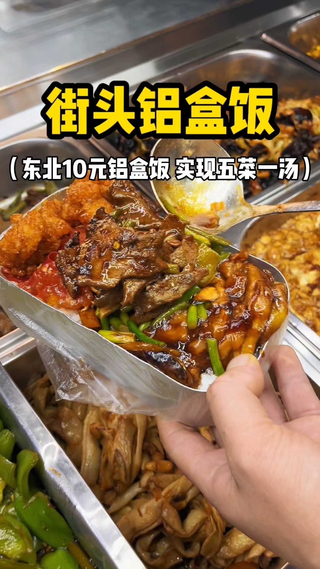 街头铝盒饭 东北10元铝盒饭 让你实现五菜一汤