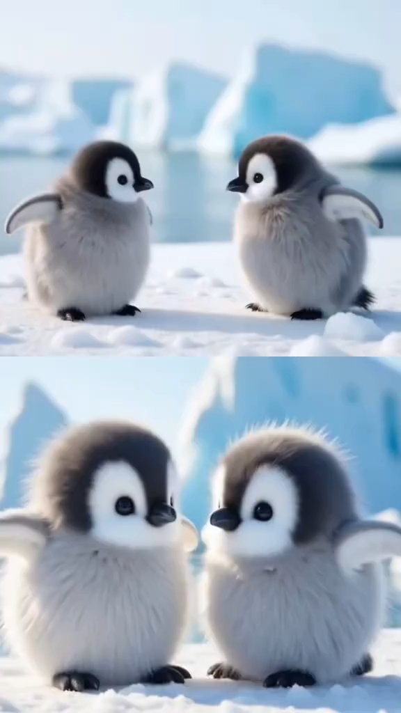 这一对小企鹅卿卿我我的,真的是太萌了