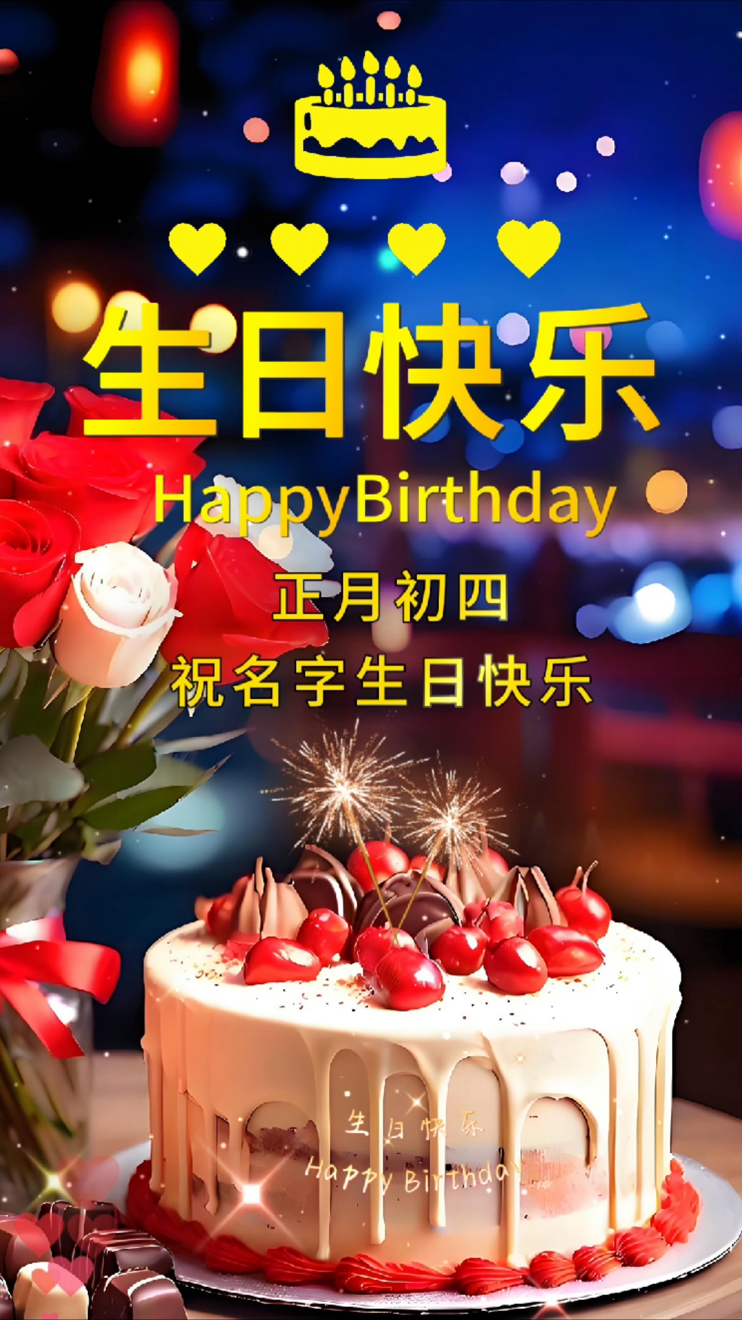 2025最新祝你生日快乐祝福视频制作!鲜花蛋糕款生日祝福视频