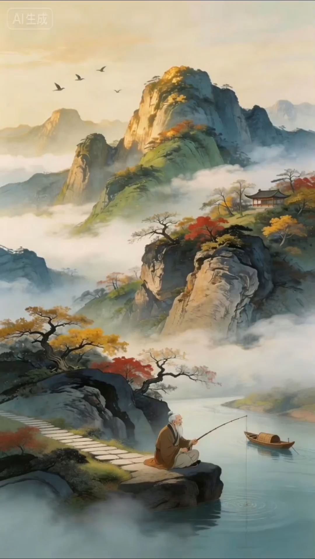 钓鱼翁，好美的仙境