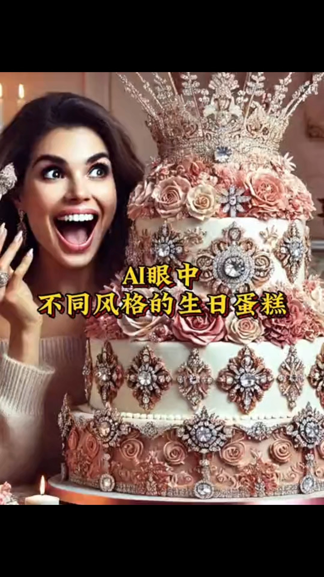 AI眼中不同风格的生日蛋糕
