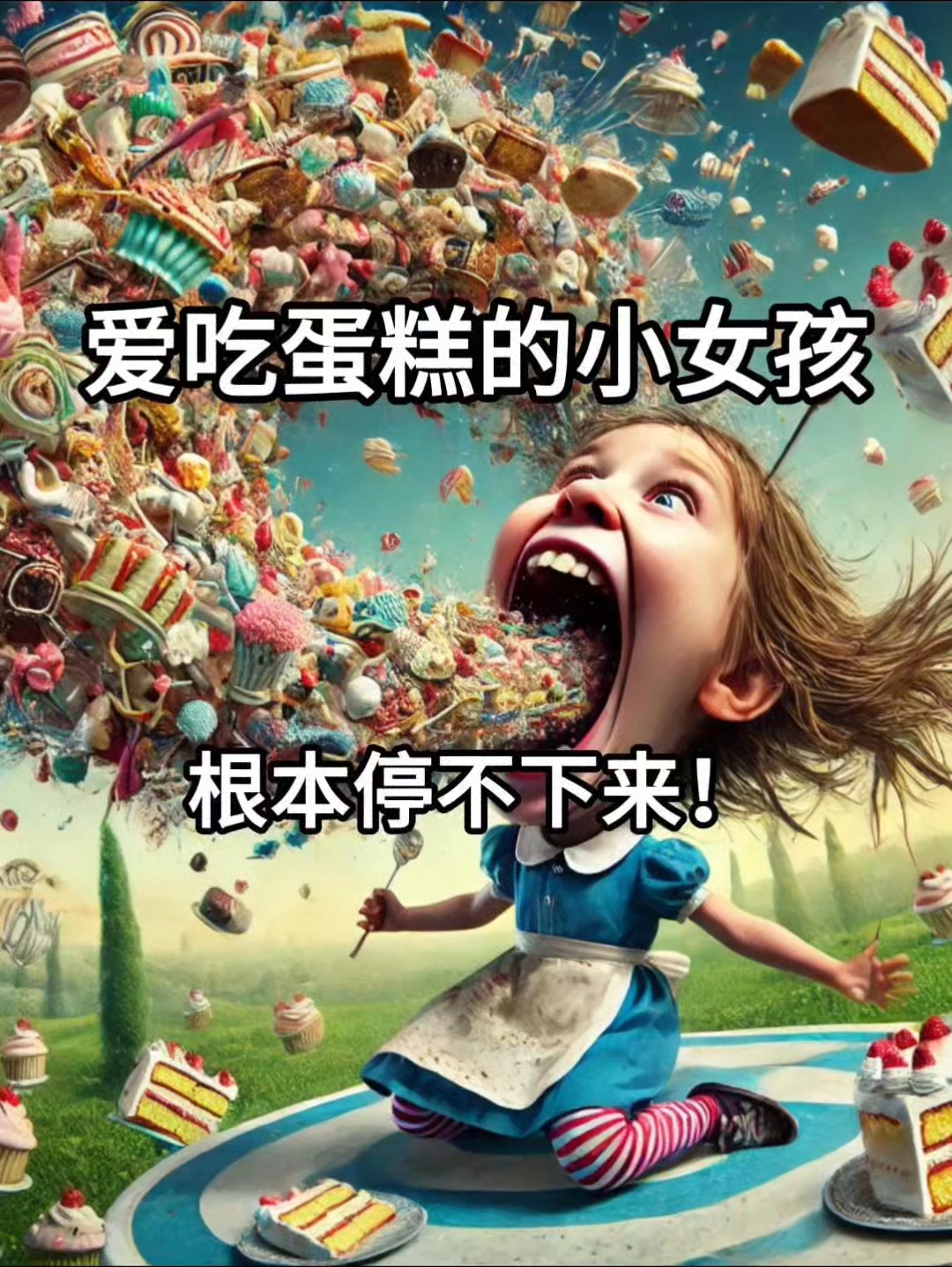 画一个爱吃蛋糕的小女孩