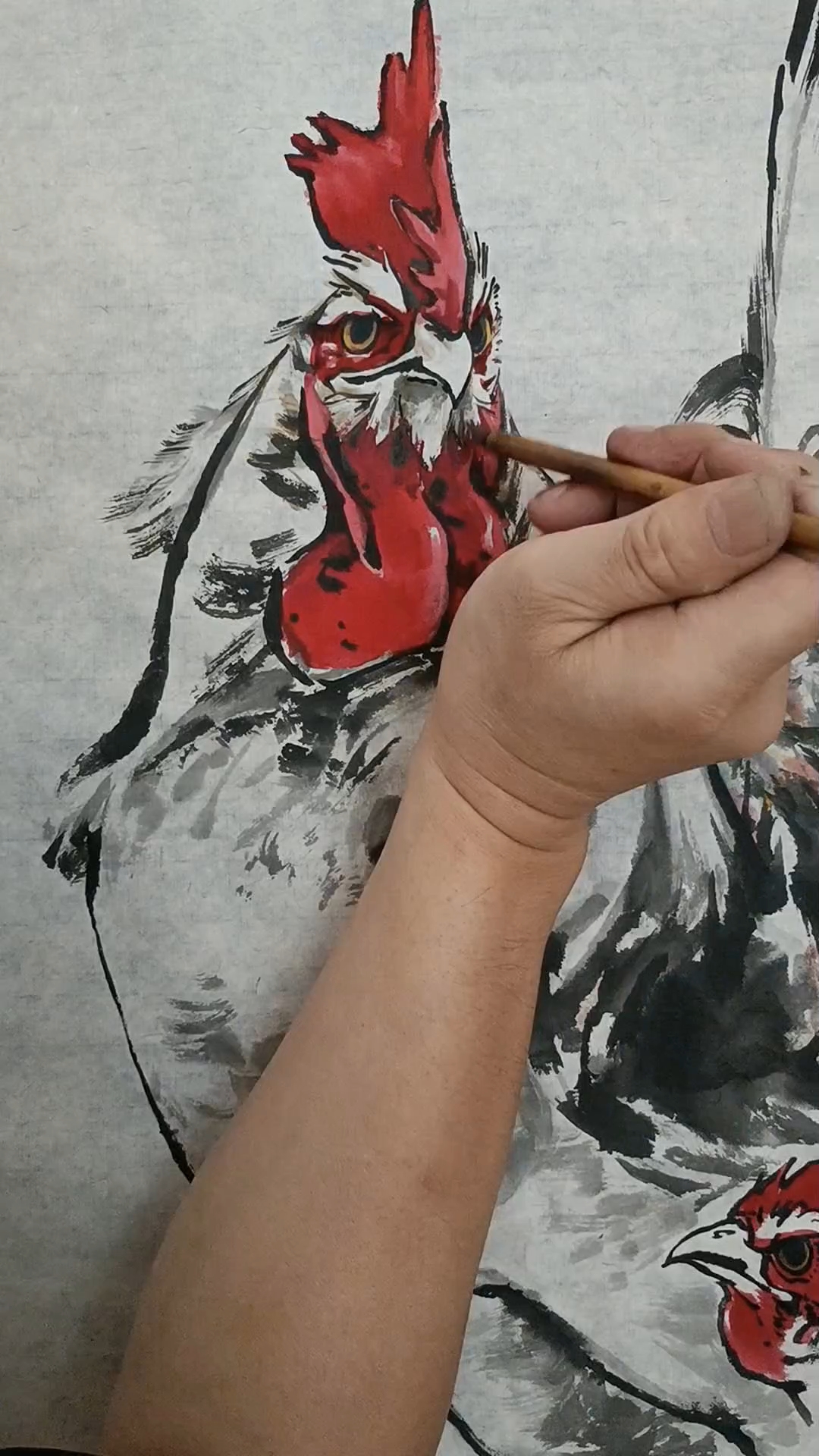 名家彭凯画鸡欣赏