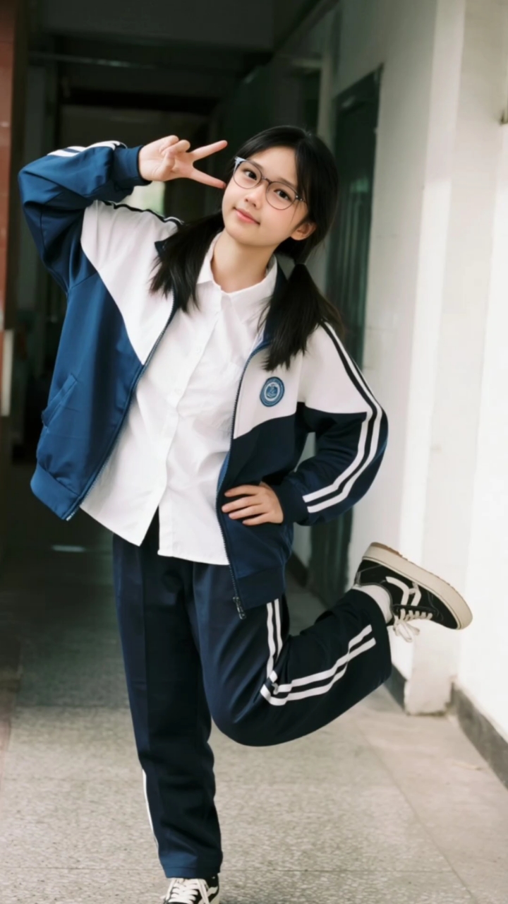 活泼可爱的校服女孩