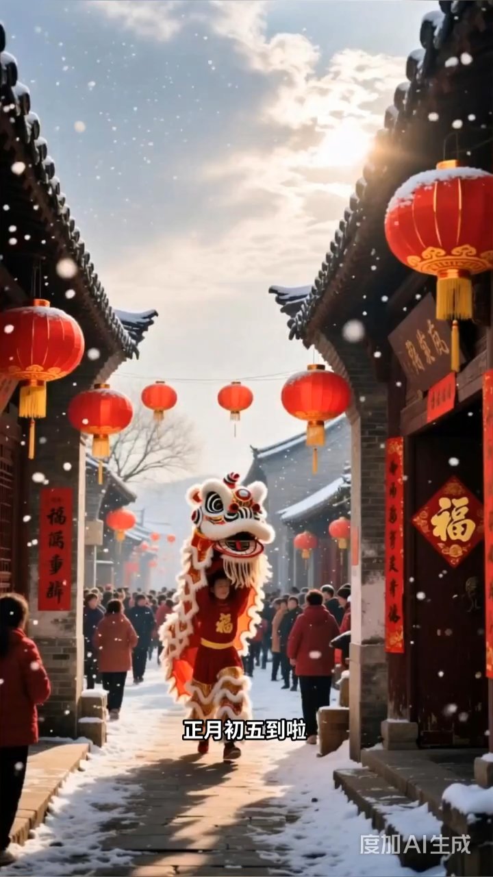 正月初五破五迎祥，吃饺子放鞭炮赶走晦气