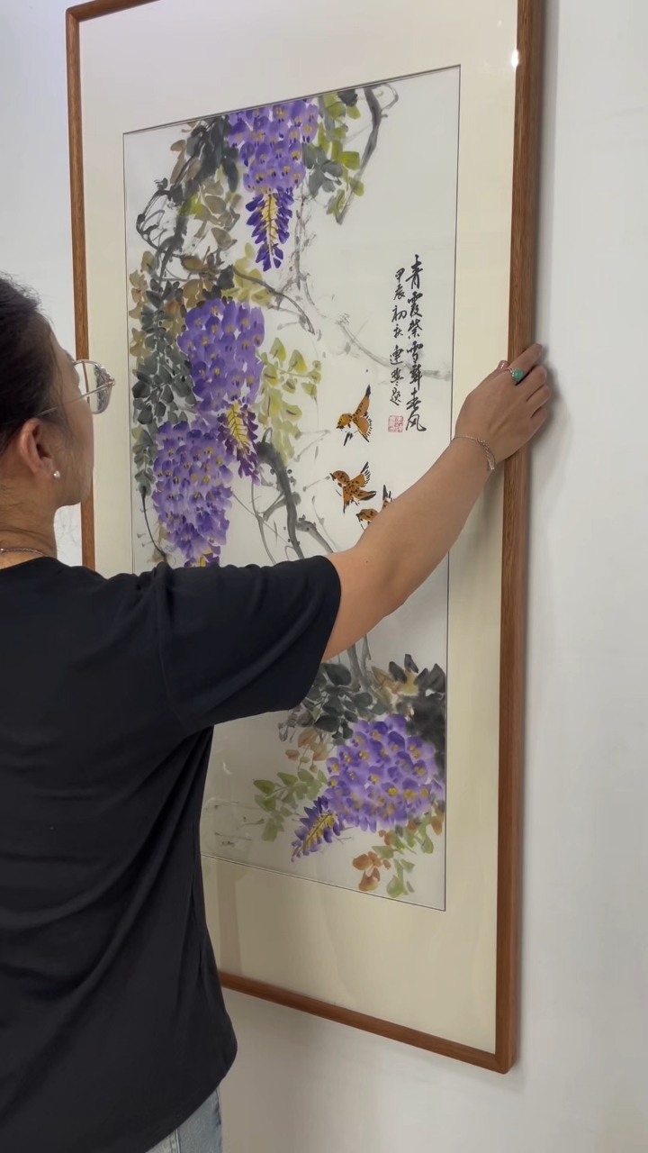 玄关就挂它国画紫藤花寓意吉祥富贵健康长寿