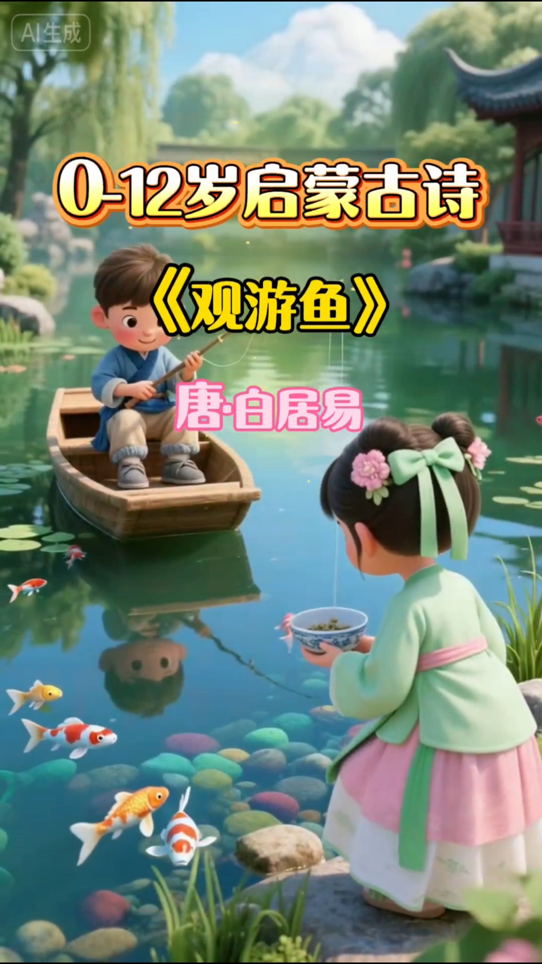 必背古诗词《观游鱼》唐·白居易