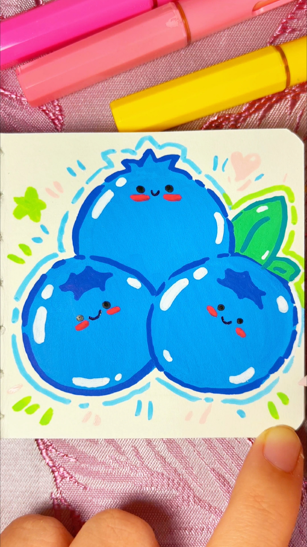 画个卡通蓝莓简笔画,挑战画100个可爱食物～