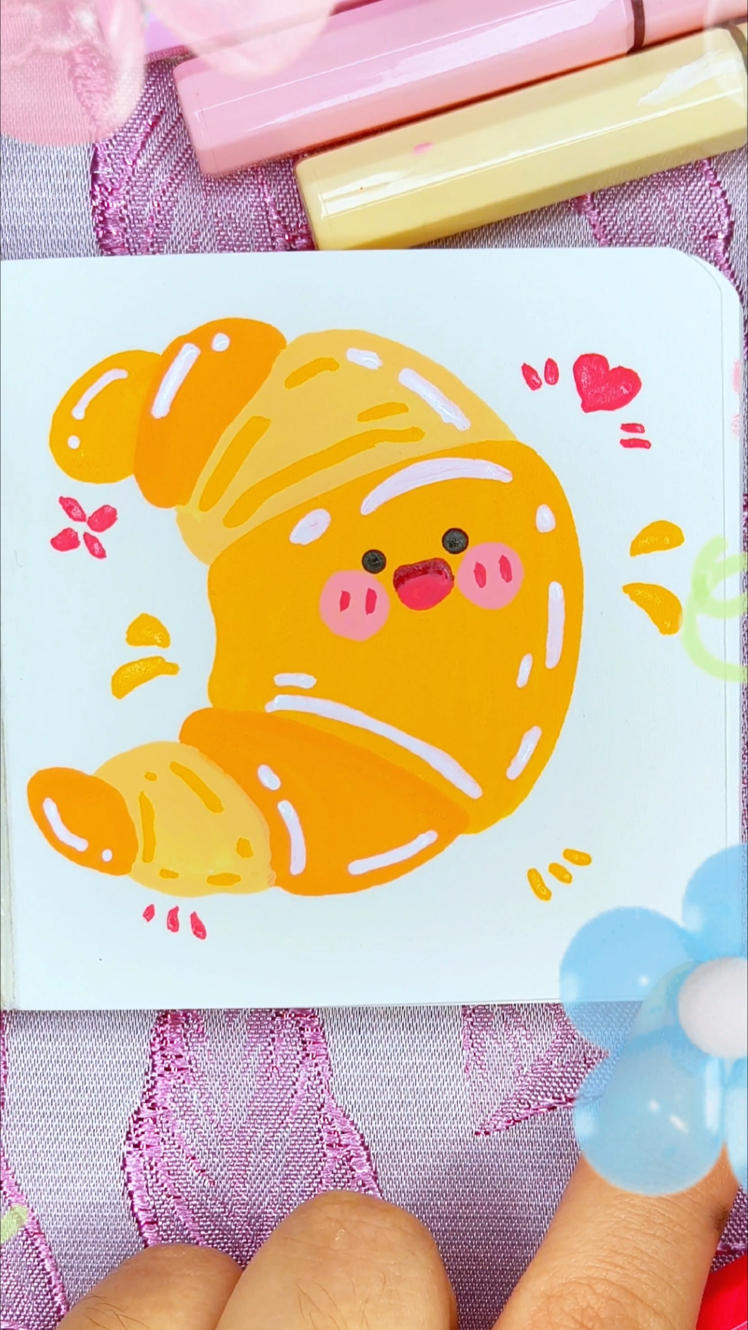 挑战画100个可爱食物,画一个可爱面包简笔画!超简单!