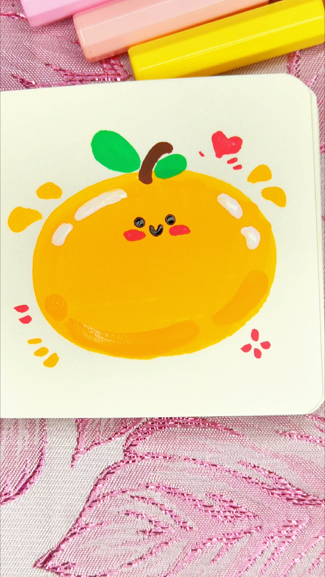 挑战画100个可爱食物,画一个可爱橘子简笔画!超简单!