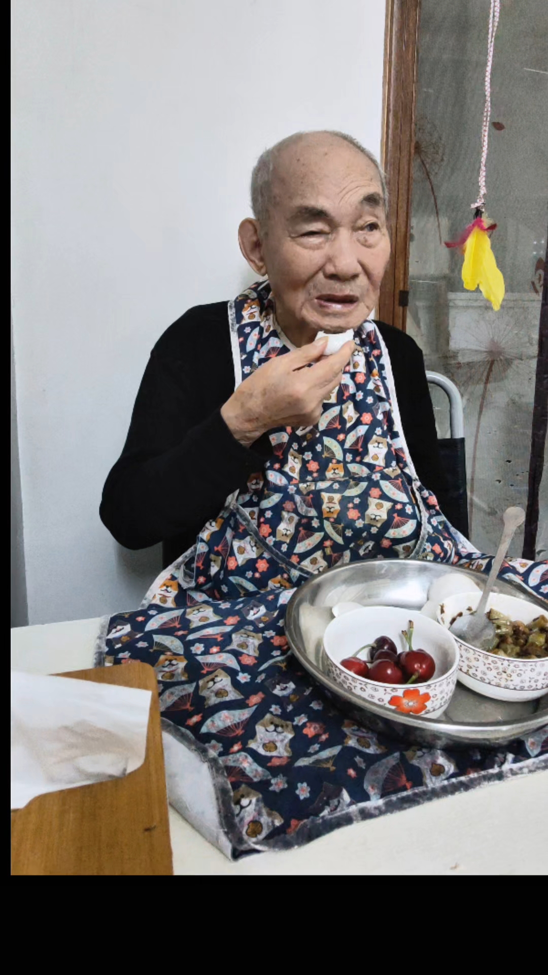 94岁老爸的日常午餐/粥/发糕/肉末炒豆角#老人日常饮食分享