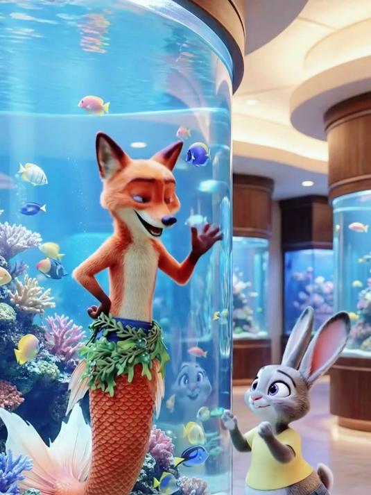 尼克竟然变成了一条美人鱼 #美人鱼 #健身 #朱迪 #尼克狐尼克