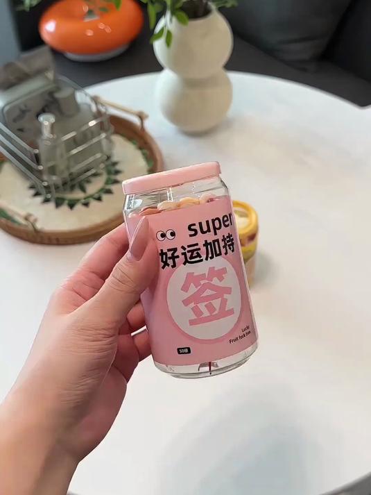 幸运求签水果叉家用水果盘一次性透明叉蛋糕甜品叉创意罐装水果签