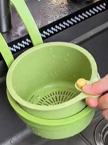 厨房水龙头装个沥水篮，剩饭残渣 一按就倒干净了