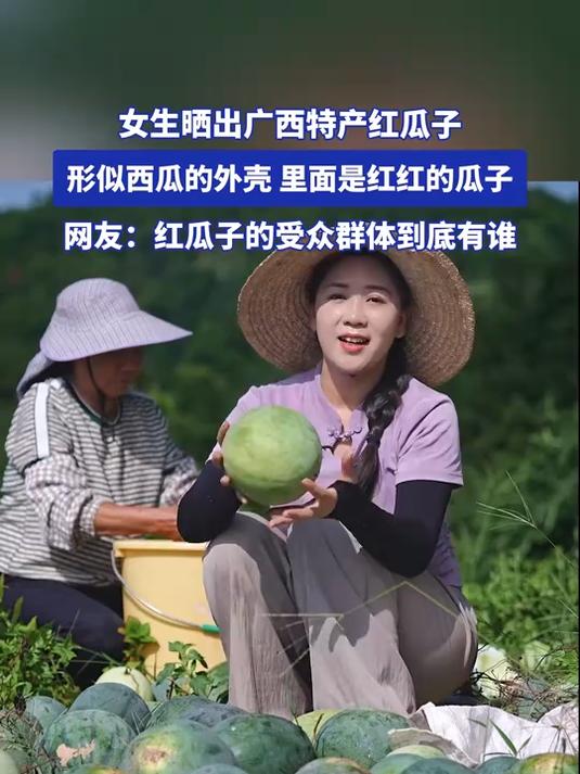 女生晒出广西特产红瓜子，形似西瓜的外壳，里面是红红的瓜子
