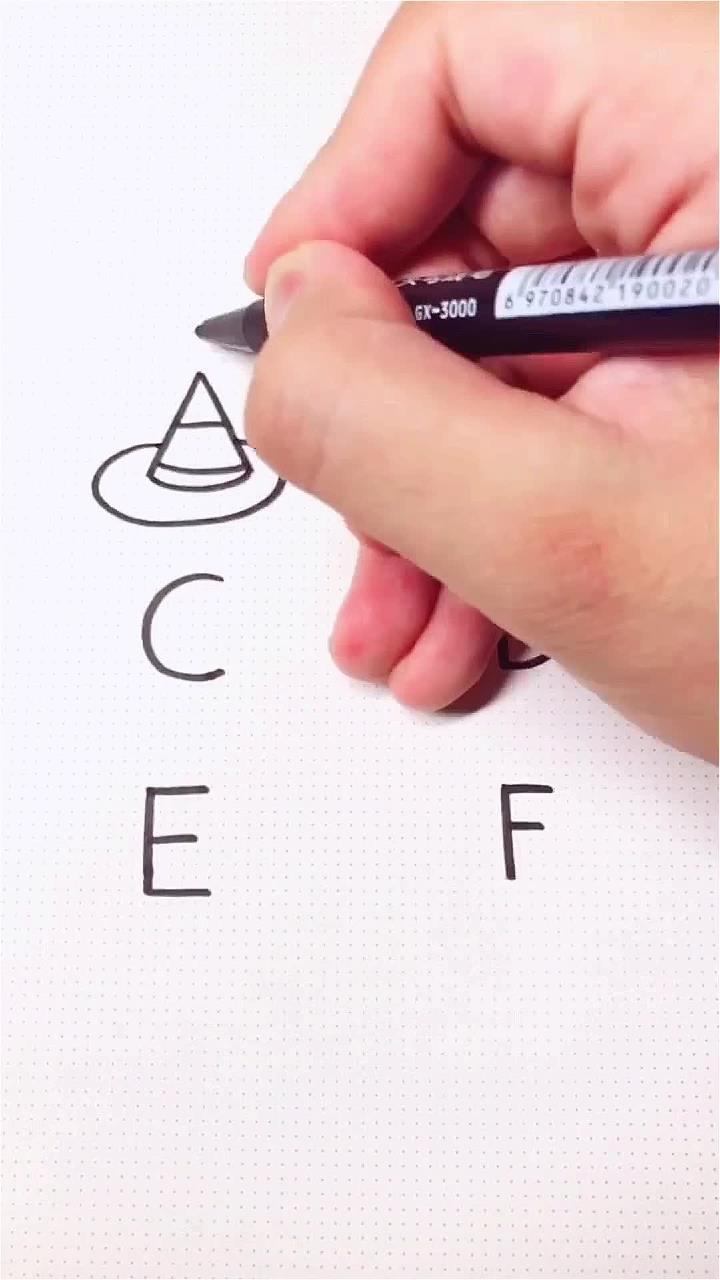 用英文字母画各种简笔画