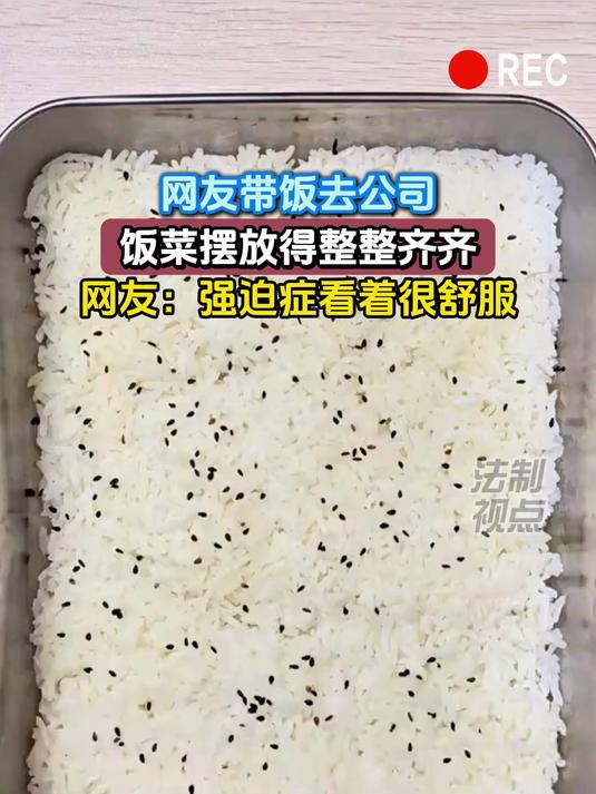 网友带饭去公司,饭菜摆放得整整齐齐,网友:强迫症看着很舒服
