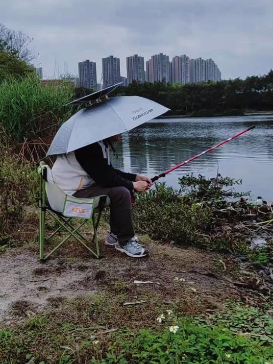 钓鱼伞帽头戴式的，户外钓鱼干农活带着真的太方便了#省心宝藏好物#