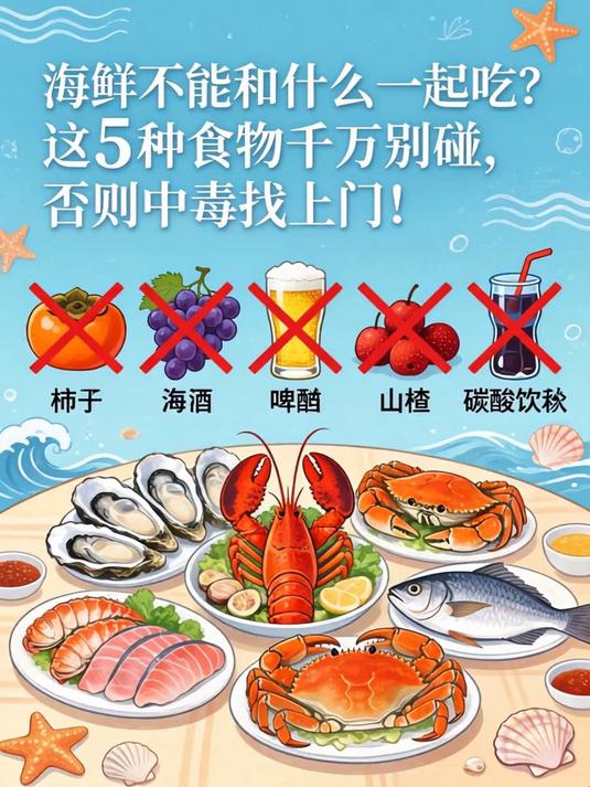 海鲜不能和什么一起吃?这5种食物千万别碰,否则中毒找上门!