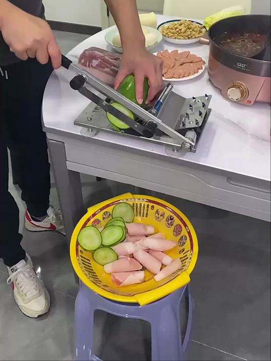 「送原装刀片」羊肉卷切片机家用手动刨肉机小型肥牛冻肉薄片切卷!