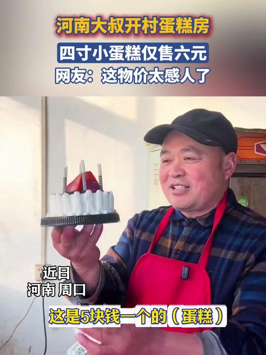 河南大叔开村蛋糕房,四寸小蛋糕仅售六元,这物价太感人了