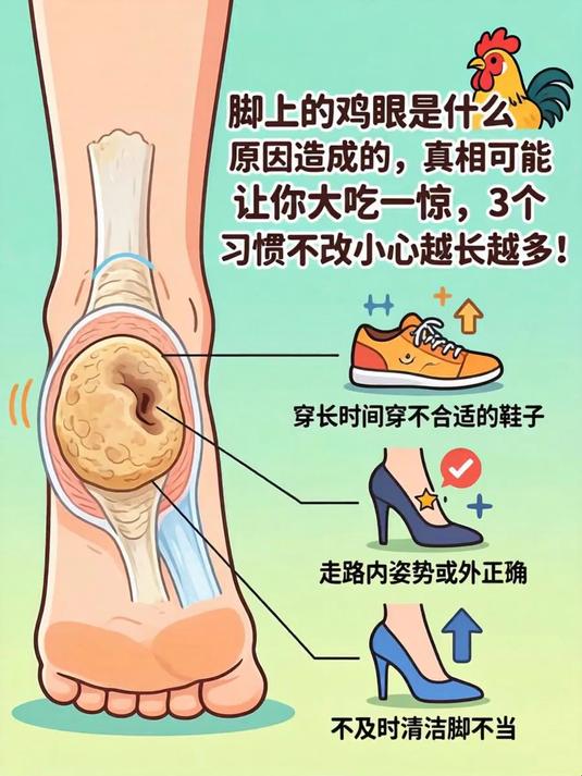 脚上的鸡眼是什么原因造成的，真相可能让你大吃一惊，3个习惯不改小心越长越多！