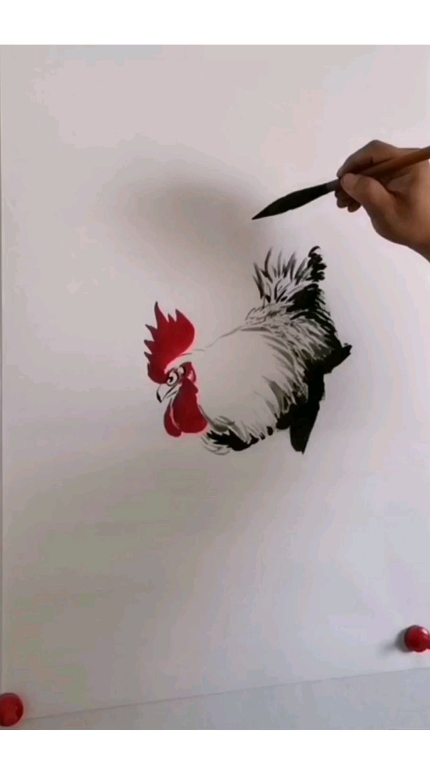 王兴民国画公鸡:又鸟不知道他是只鸡,画来画去是只又鸟
