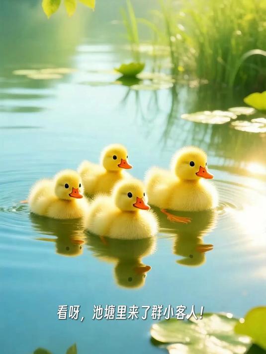 观察小鸭子游泳,划着脚掌超快活～