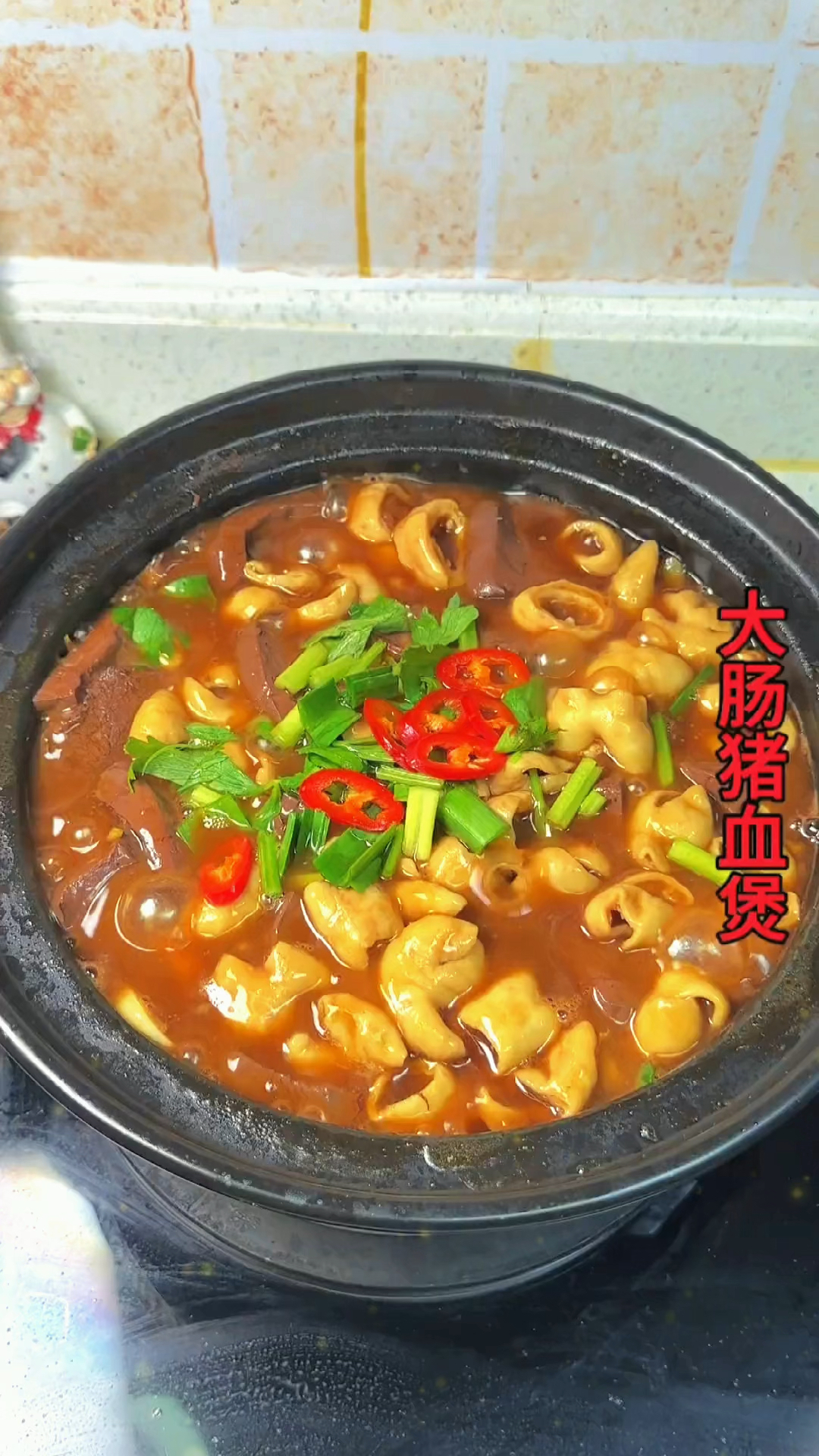 经典大肠猪血煲,做法简单美味#猪大肠 #家常菜 #猪大肠的家常做法