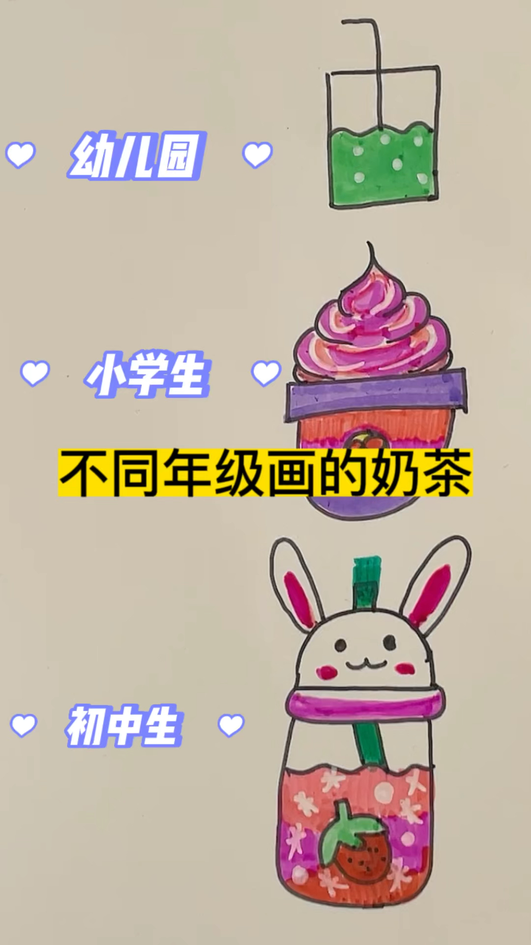 不同年级画的奶茶,你喜欢哪个年级画奶茶