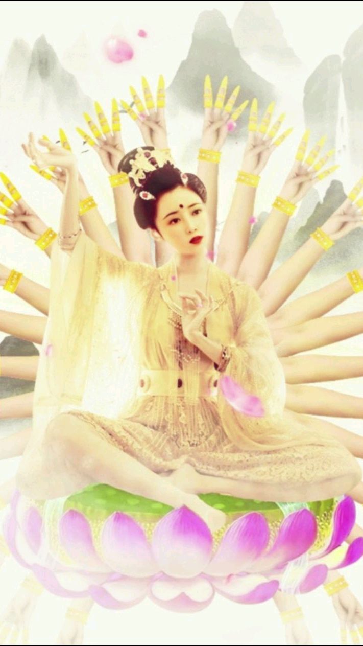 当代国画家徐鹤照片动图插画《千手观音》