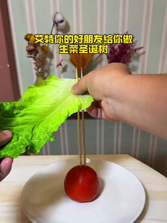 艾特你最好的朋友给你做生菜圣诞树~简单好看，还能吃！